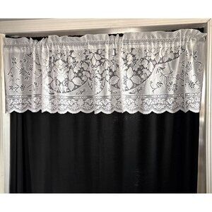 Delicate Floral Lace Curtain Valance 56"x16" White Window Accent Lightweight Ele